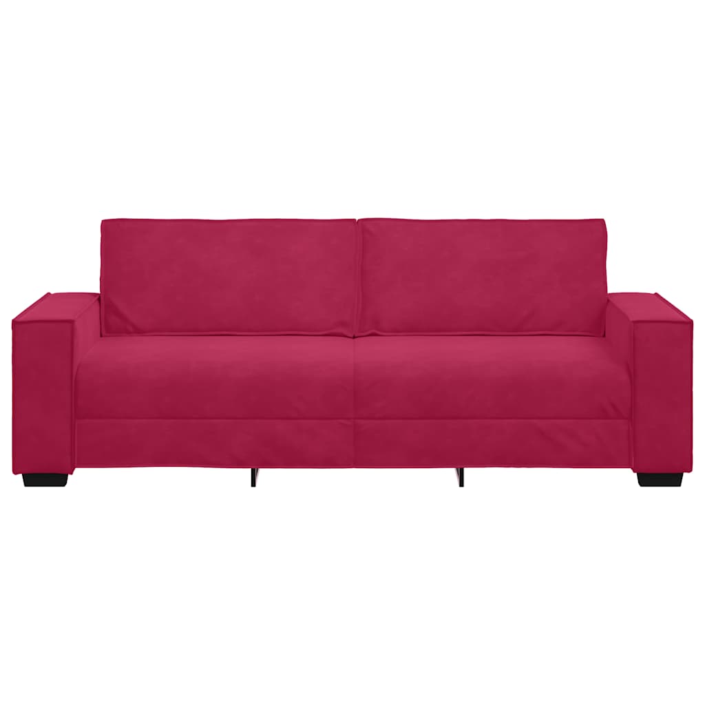 Sofá de 3 lugares veludo 220x78x84 cm vermelho tinto