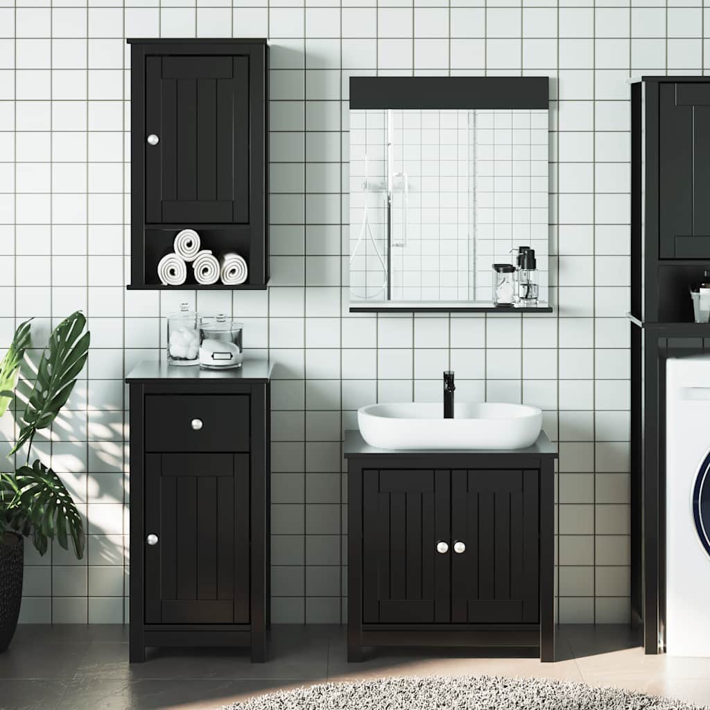 3 Pcs conjunto de móveis para wc berg pinho maciço preto