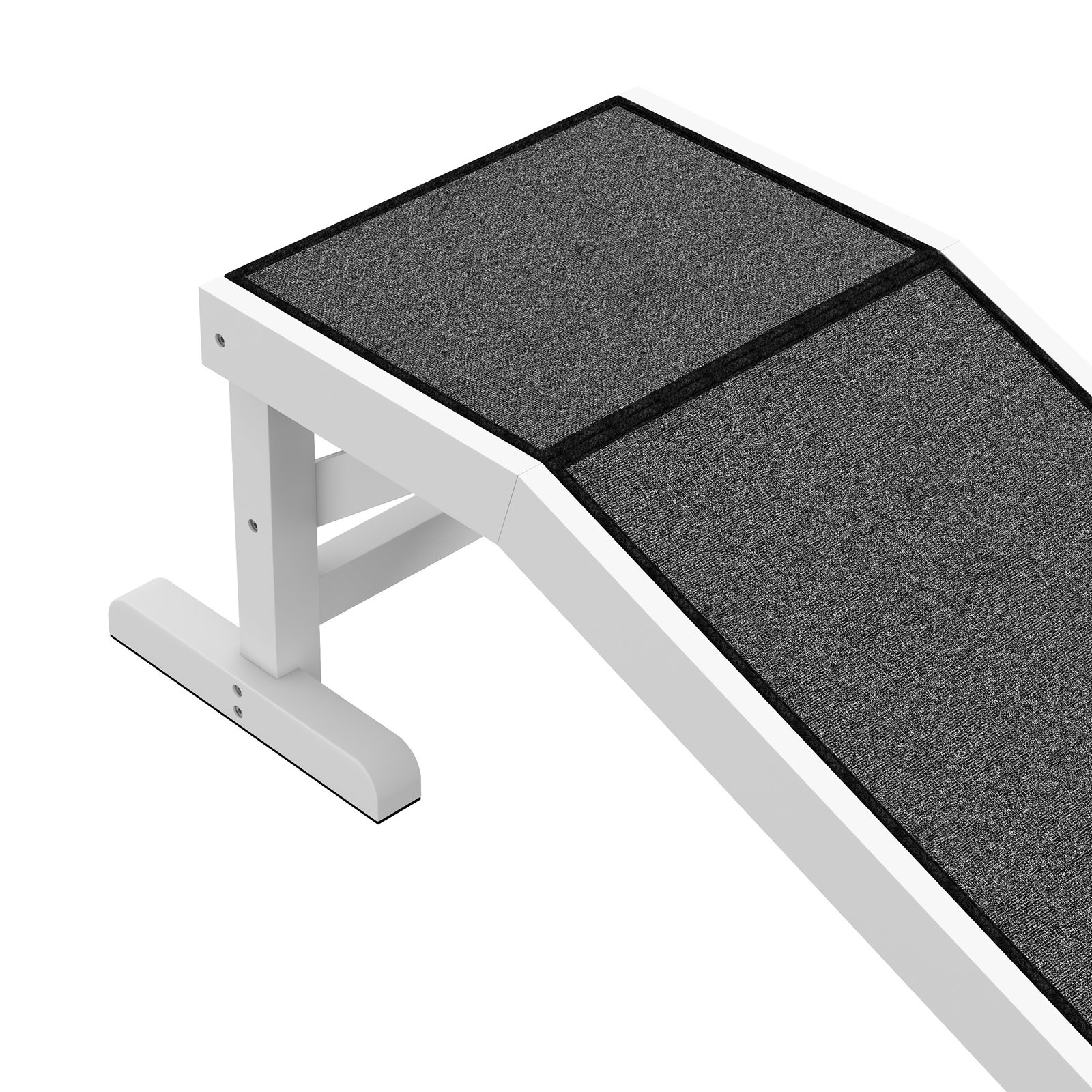 Rampa de madeira para animais com tapete antiderrapante para cães pequenos ou séniores 125x40x35,5 cm branco e cinza