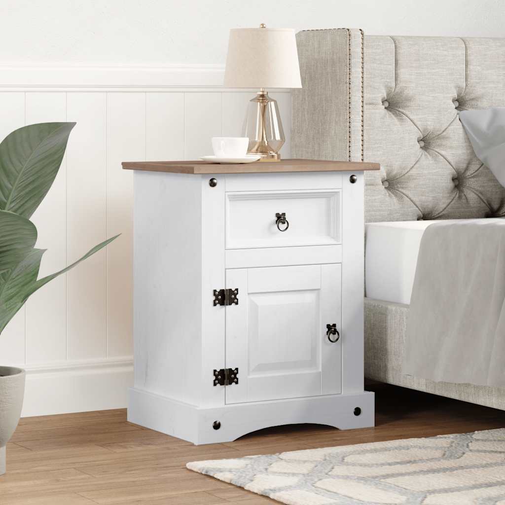 Mesa de cabeceira corona pinho mexicano 53x39x67 cm branco