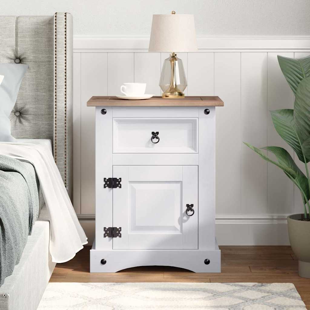 Mesa de cabeceira corona pinho mexicano 53x39x67 cm branco