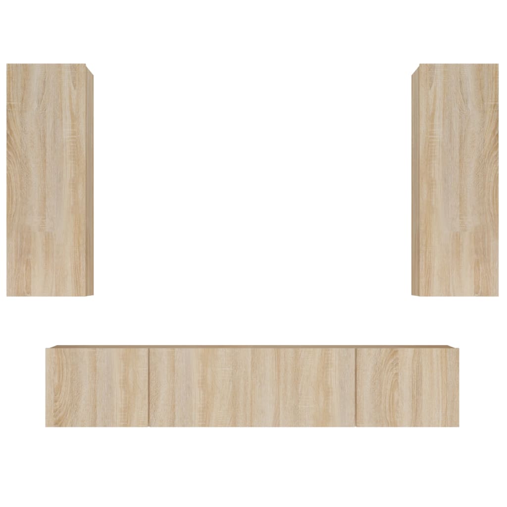 Conjunto móveis de TV 4 pcs madeira processada carvalho sonoma