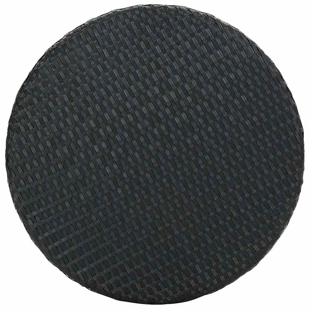 3 Pcs conjunto bar de jardim com almofadões vime PE preto