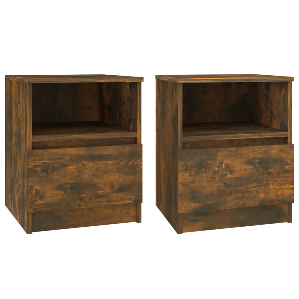 Mesa cabeceira 2pcs 40x40x50cm derivado madeira carvalho fumado