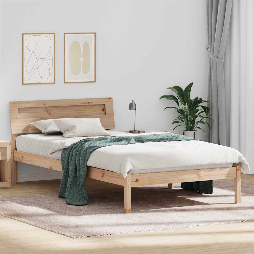 Estrutura da cama com cabeceira castanho 90 x 200 cm