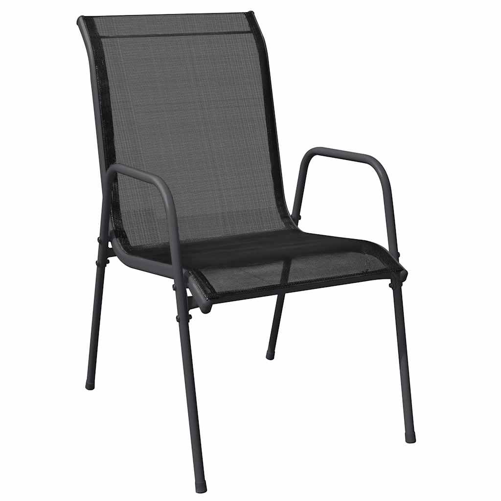 Cadeiras de jardim 2 pcs aço e textilene preto