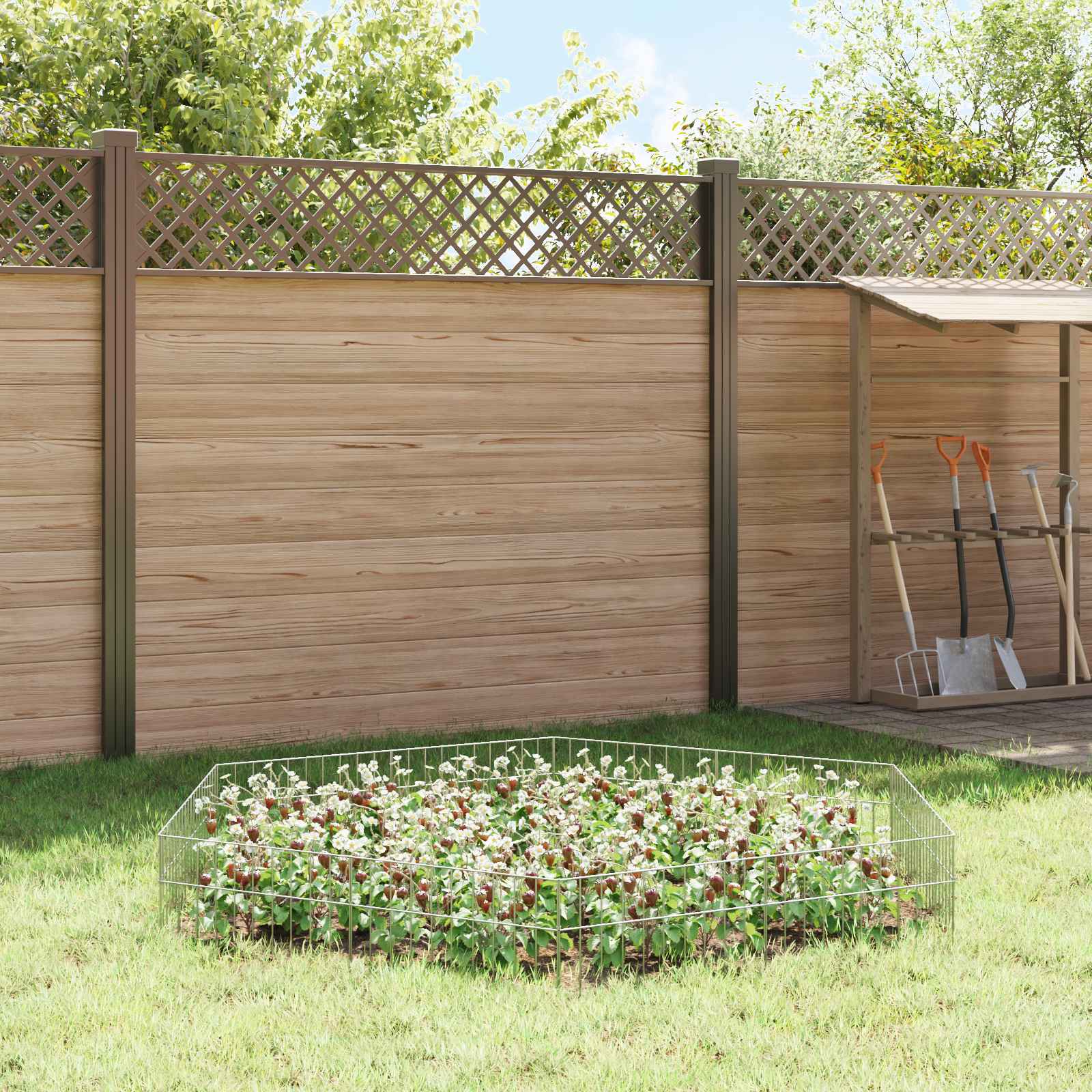 Painel de cerca para jardim 24 unid. 50 x 30 cm aço galvanizado