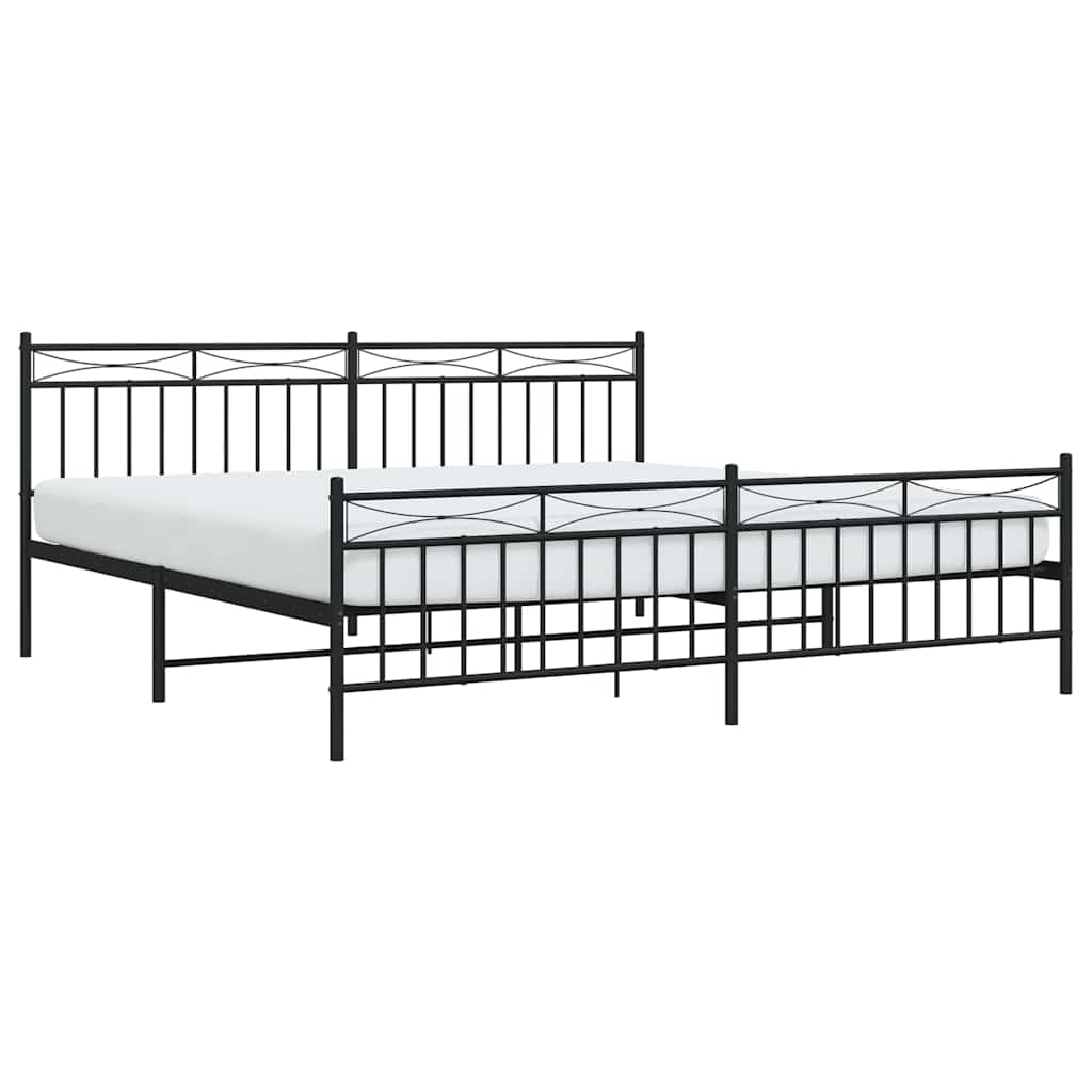 Estrutura de cama com cabeceira e pés 193x203 cm metal preto