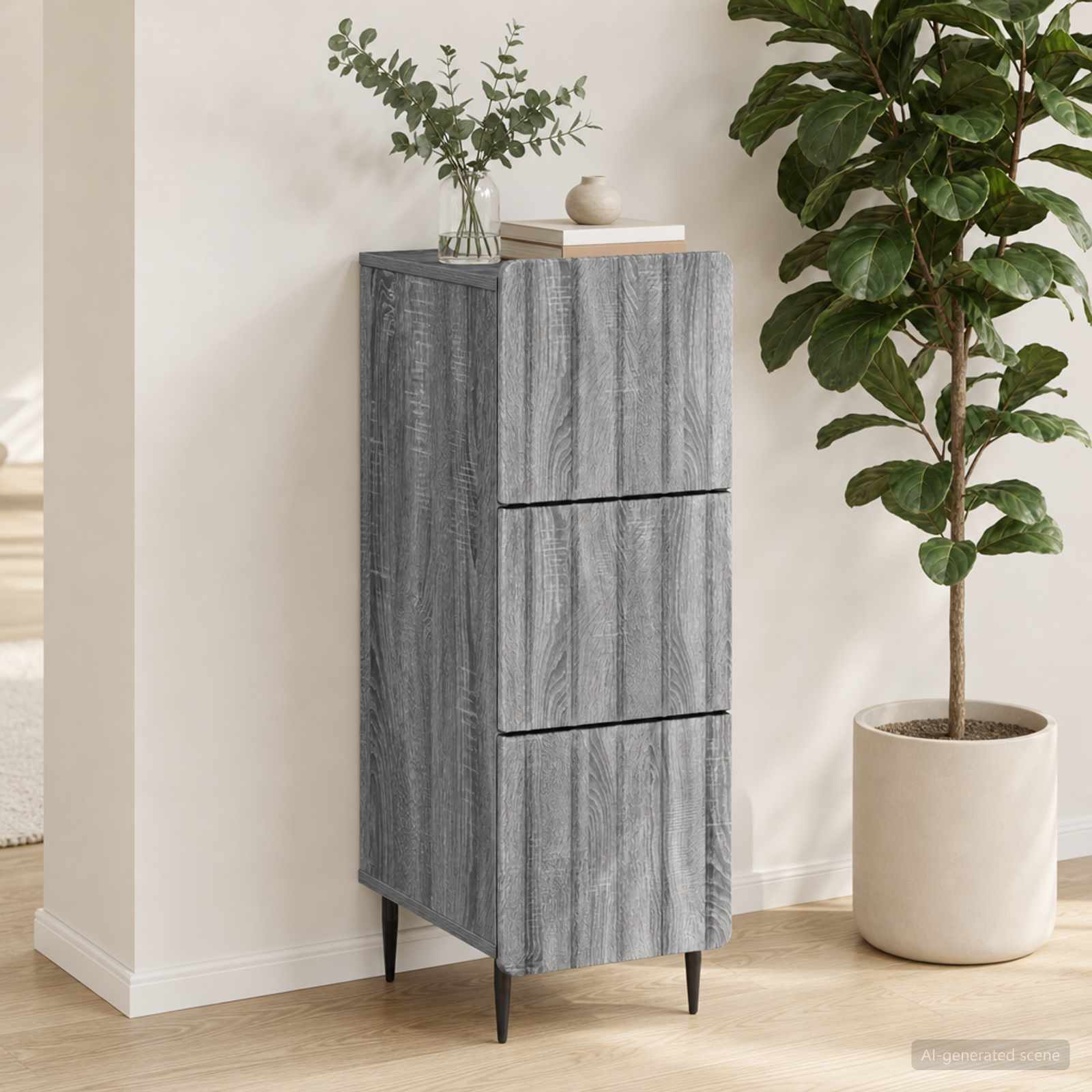 Gabinete de gavetas sonoma cinzento 33 x 34,5 x 92 cm
