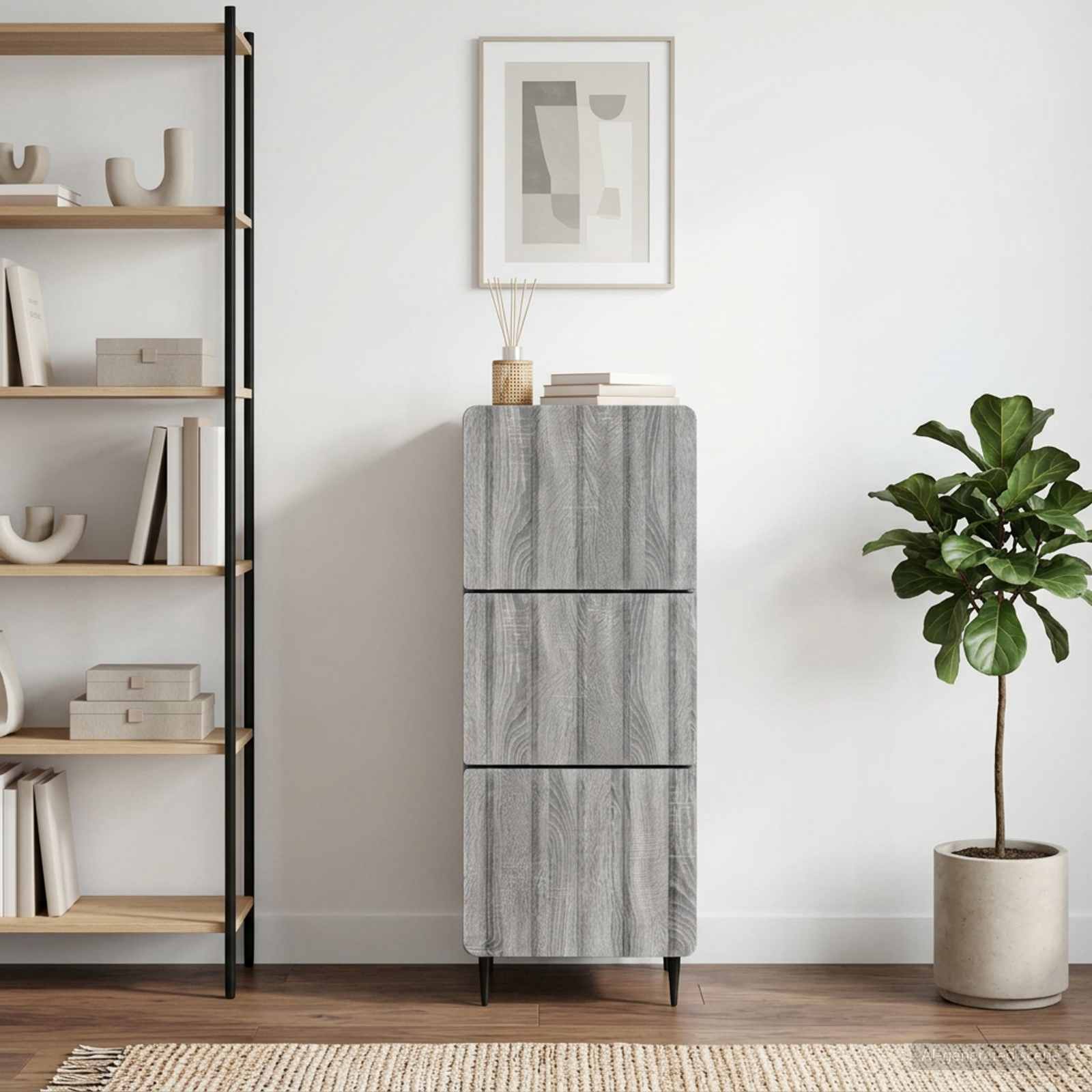 Gabinete de gavetas sonoma cinzento 33 x 34,5 x 92 cm