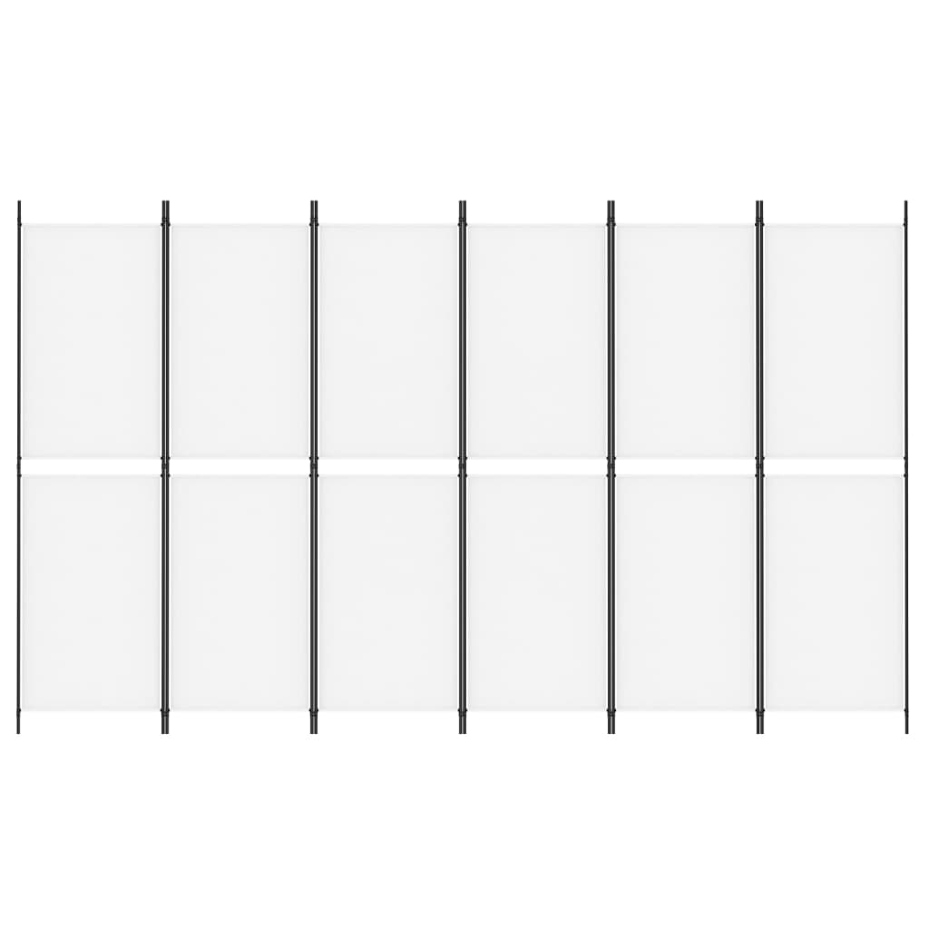 Biombo/divisória com 6 painéis 300x180 cm tecido branco