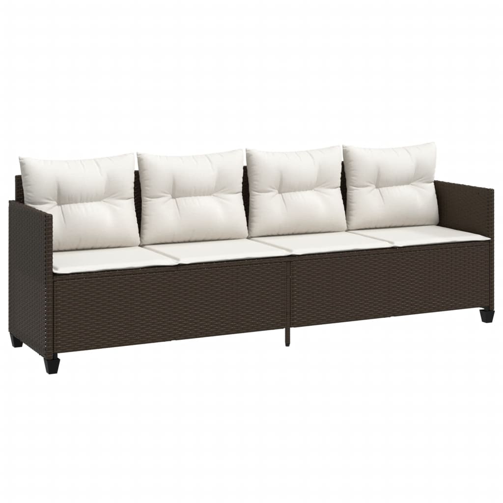 5 Pcs conjunto sofás p/ jardim c/ almofadões vime PE castanho