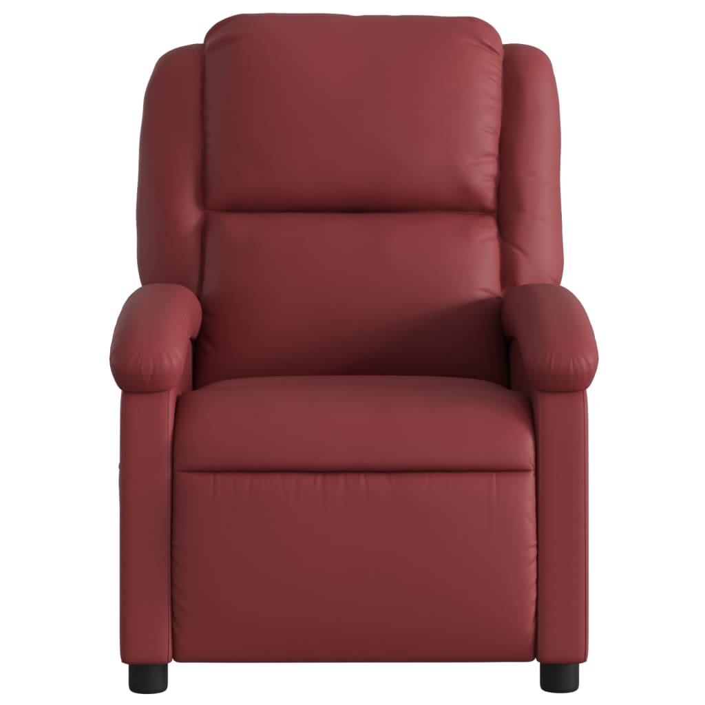 Poltrona reclinável couro artificial vermelho tinto