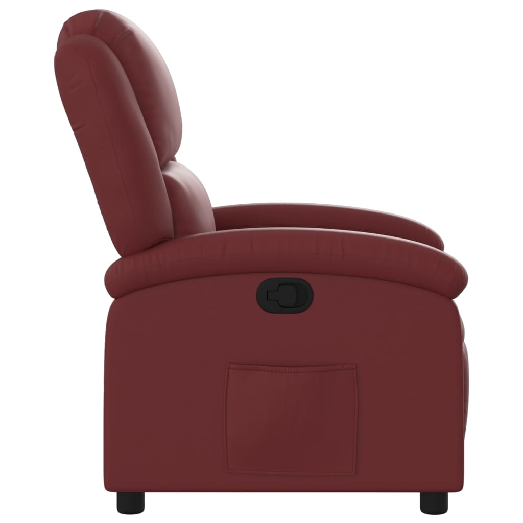 Poltrona reclinável couro artificial vermelho tinto