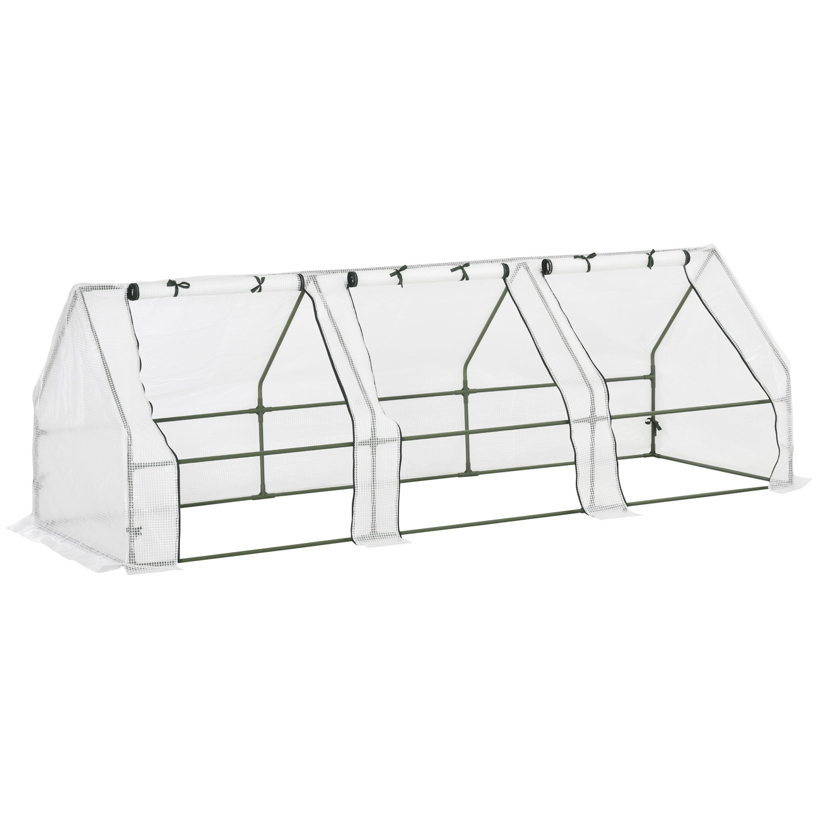 Estufa de jardim terraço 270x90x90 cm tipo casa tubo de aço com 3 janelas estufa pequena para cultivo de plantas branco translúcido