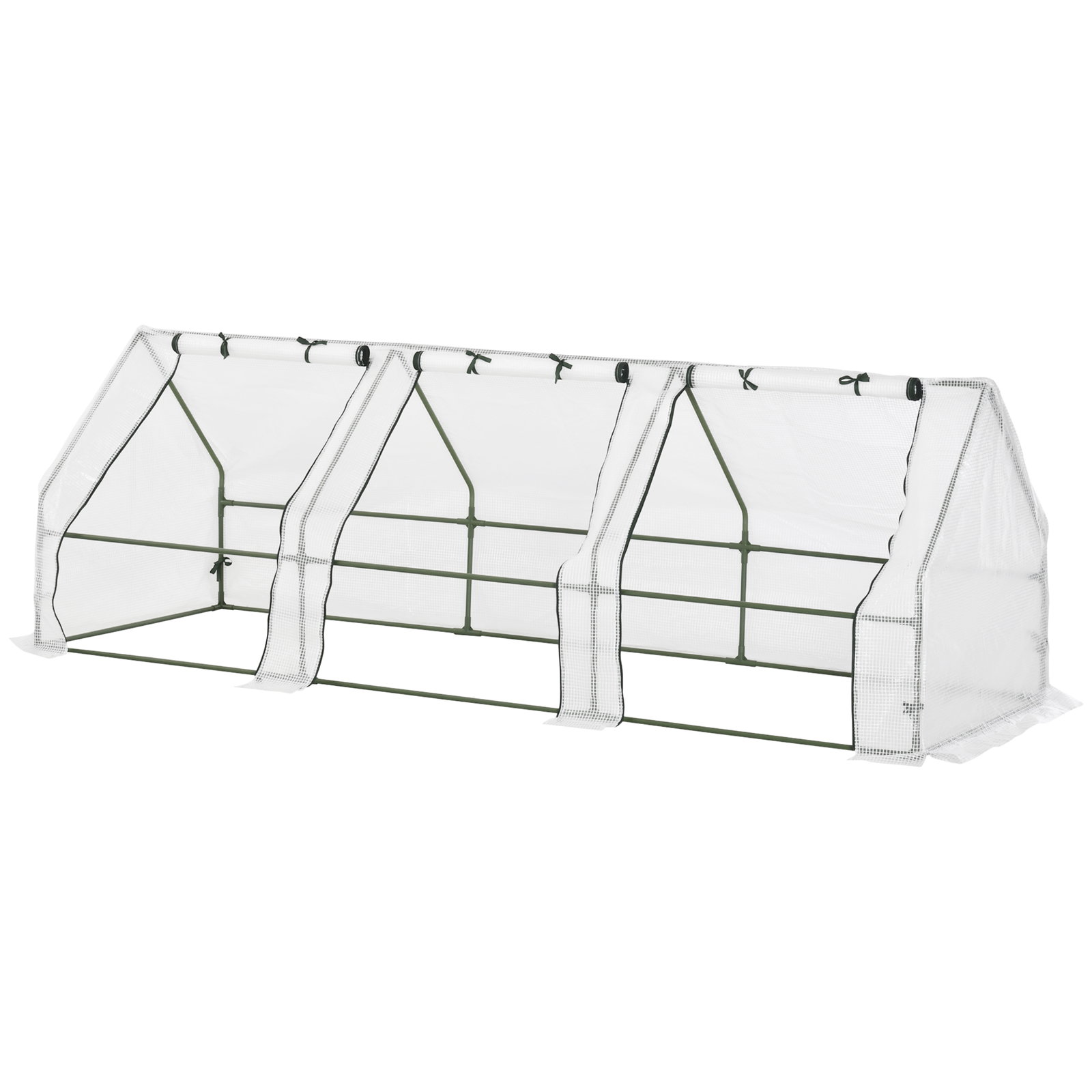 Estufa de jardim terraço 270x90x90 cm tipo casa tubo de aço com 3 janelas estufa pequena para cultivo de plantas branco translúcido