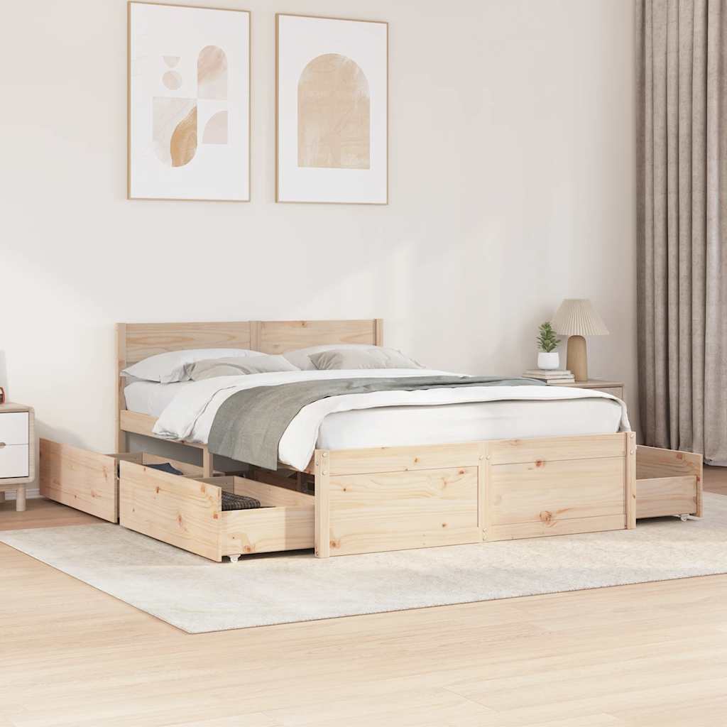 Cama sem colchão 135x190 cm madeira de pinho maciça