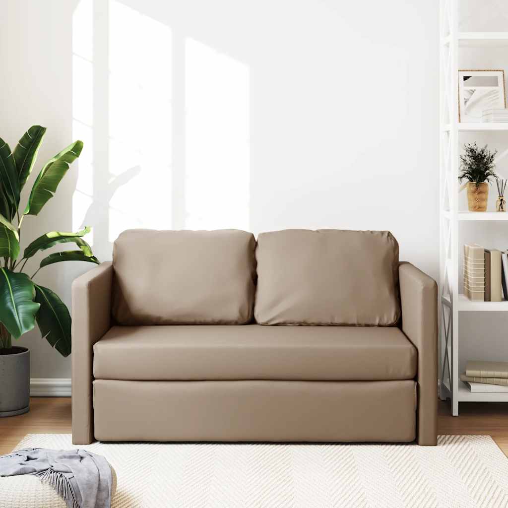 Sofá-cama sem pés 112x174x55 cm couro artificial cappuccino