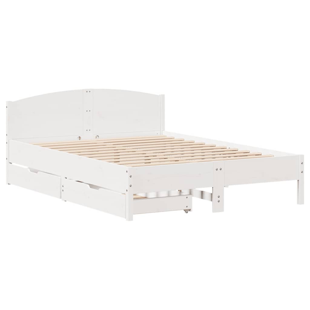 Cama sem colchão 135x190 cm madeira de pinho maciça branco
