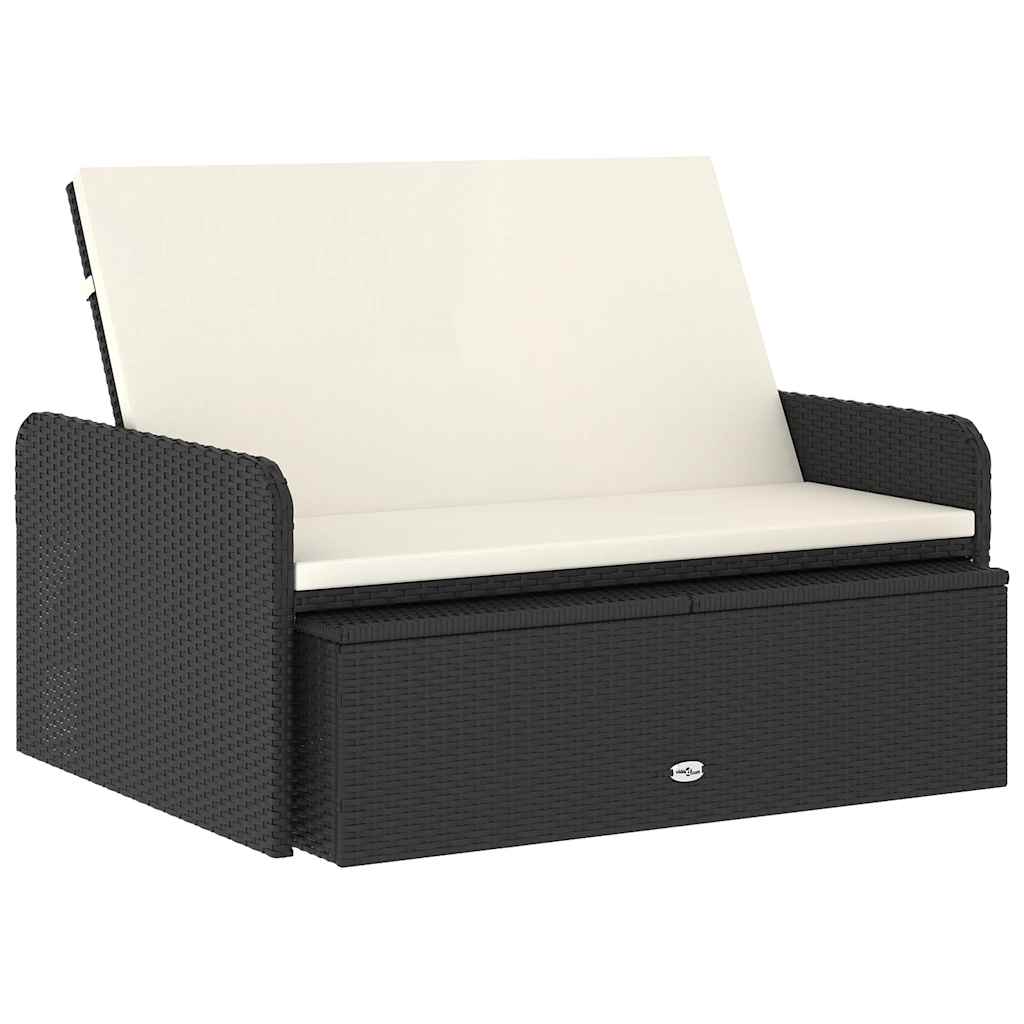 2 Pcs conjunto lounge de jardim c/ almofadões vime PE preto