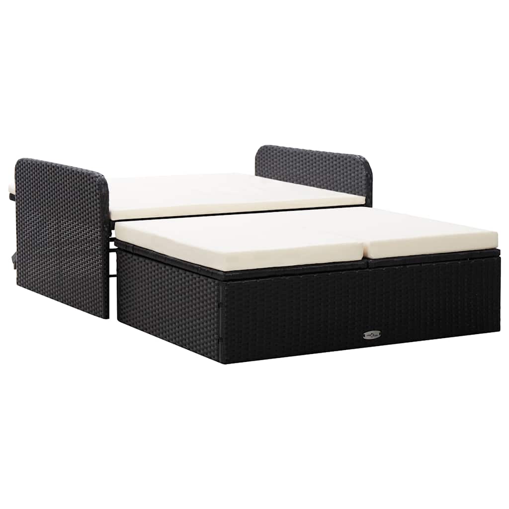2 Pcs conjunto lounge de jardim c/ almofadões vime PE preto