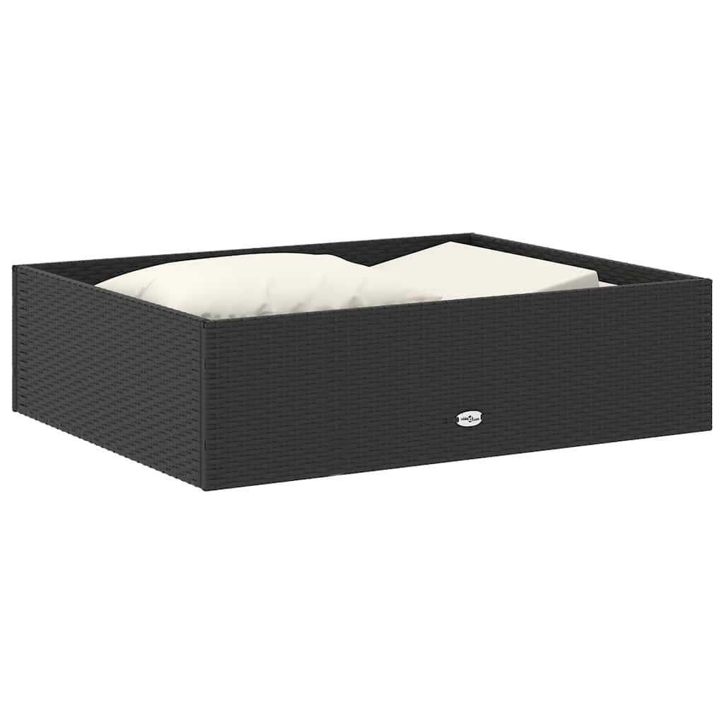 2 Pcs conjunto lounge de jardim c/ almofadões vime PE preto