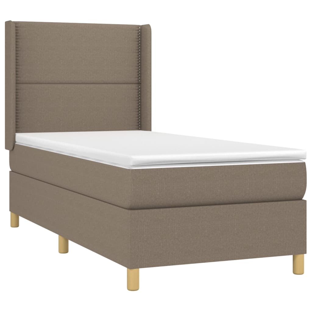 Cama com molas/colchão 90x200 cm tecido castanho-acinzentado
