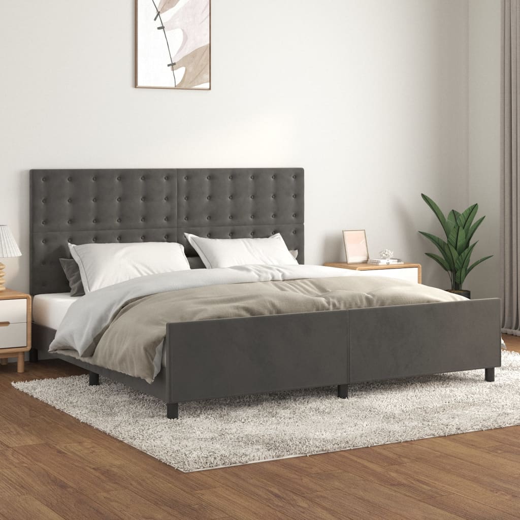 Estrutura de cama sem colchão 200x200 cm veludo cinzento-escuro