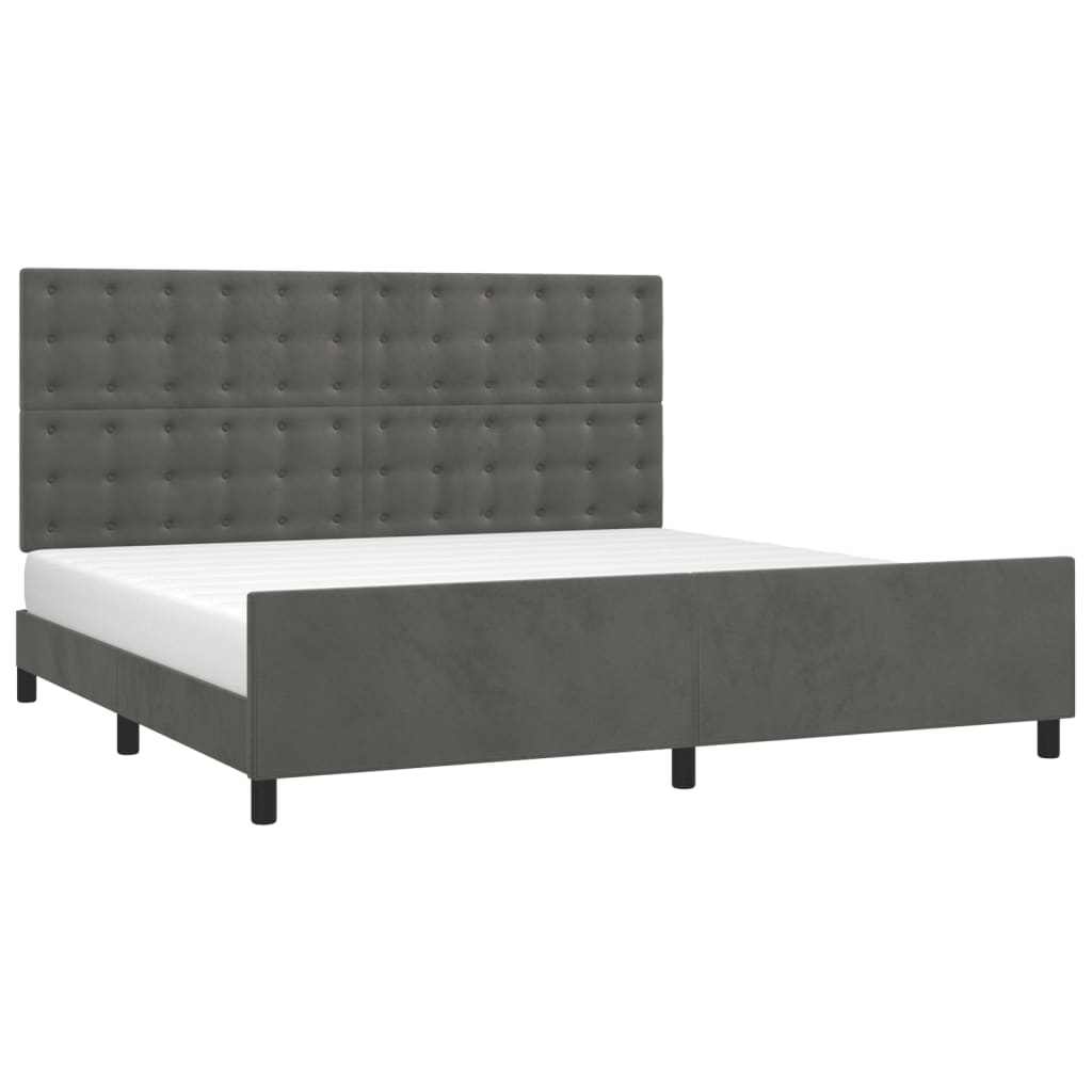 Estrutura de cama sem colchão 200x200 cm veludo cinzento-escuro