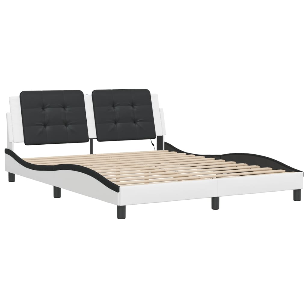 Estrutura de cama com LED sem colchão zadar 160x200cm branco/preto