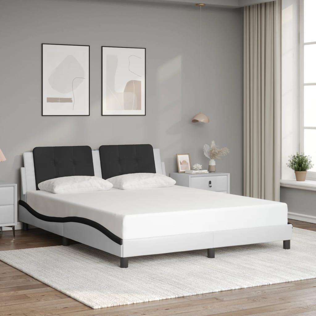 Estrutura de cama com LED sem colchão zadar 160x200cm branco/preto