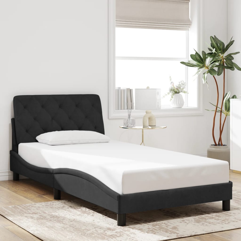 Estrutura de cama com LED sem colchão 100x200 cm veludo preto