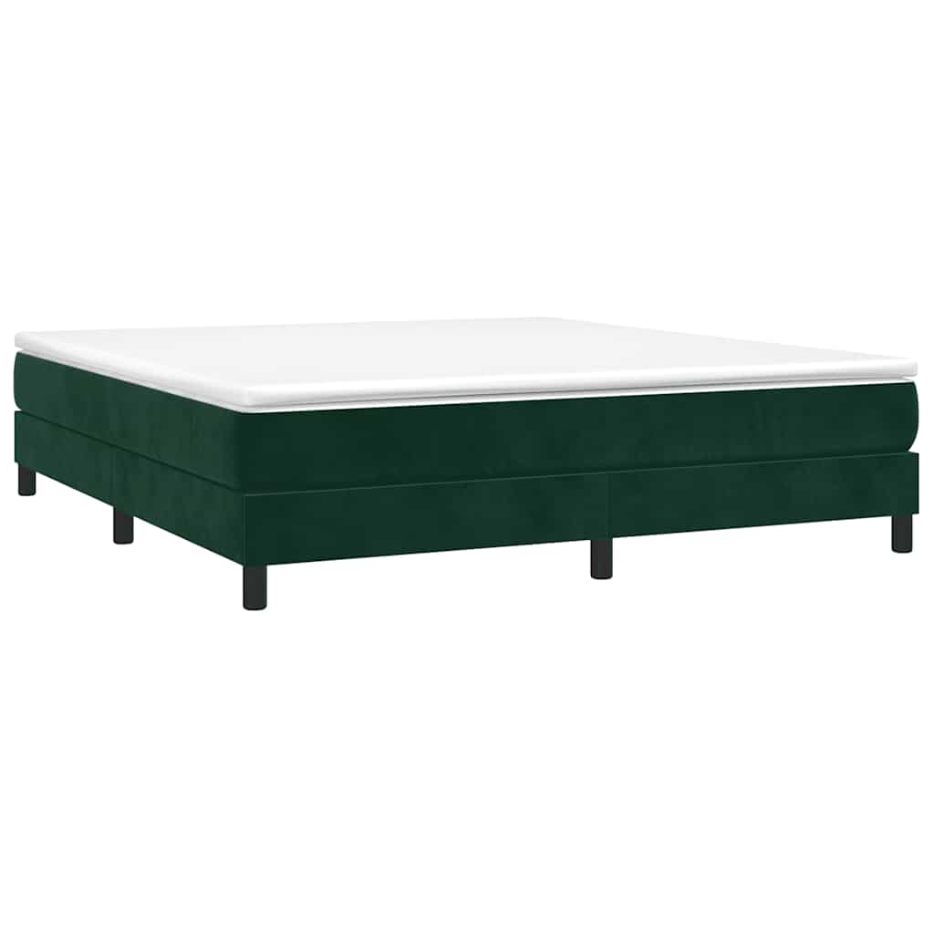 Estrutura de cama com molas 160x200 cm veludo verde-escuro