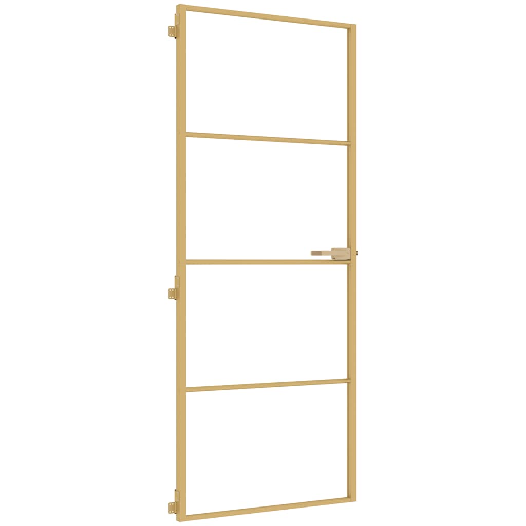 Porta interior 83x201,5 cm vidro temperado e alumínio dourado