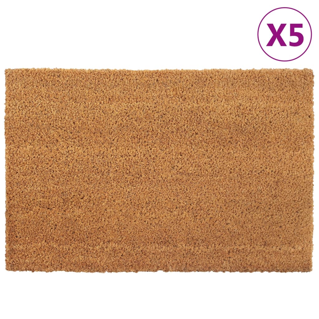 Tapetes porta 5 pcs 40x60 cm fibra de coco tufada natural