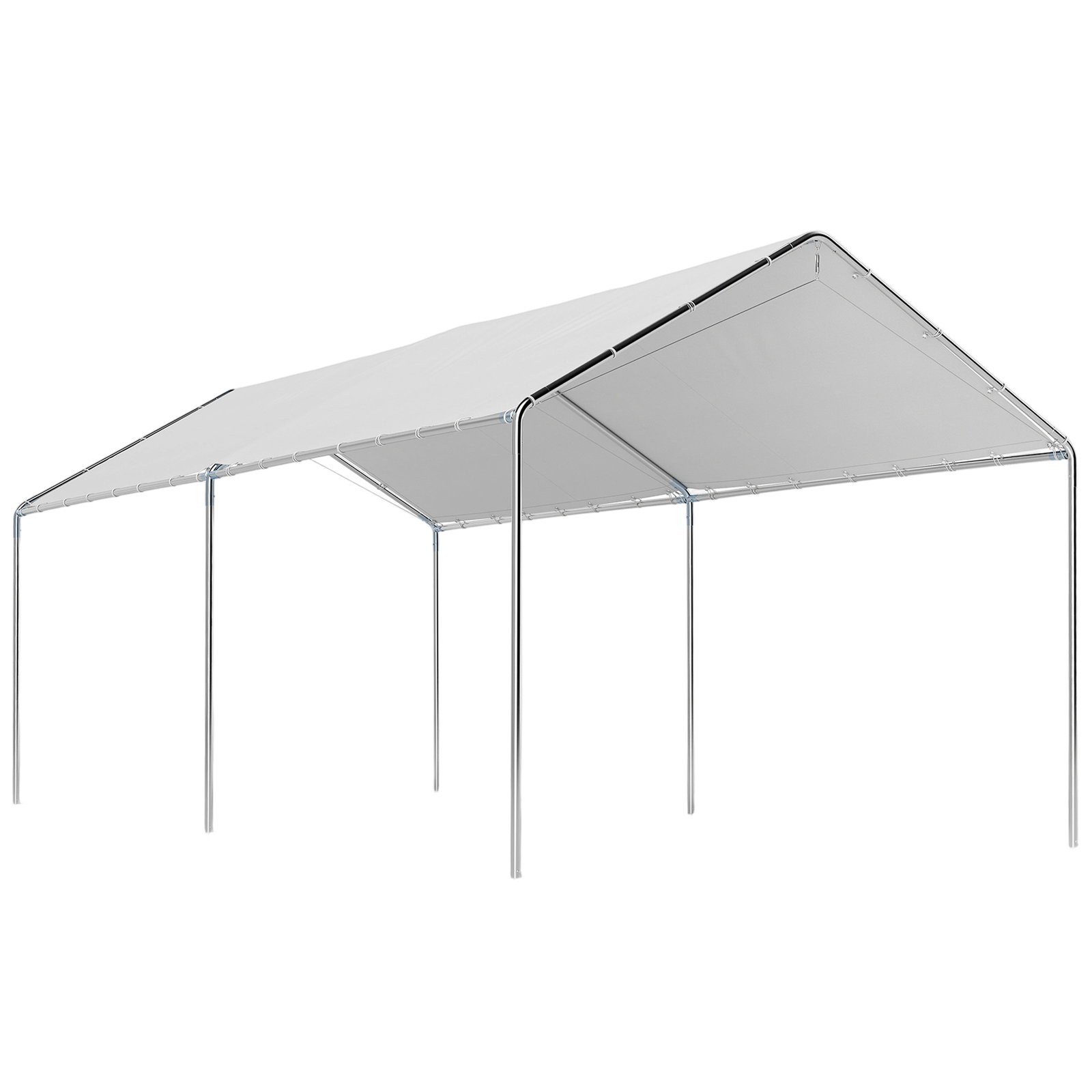 Tenda garagem para carro 3x6 m abrigo portátil impermeável com cobertura de tecido PE e estrutura de aço galvanizado branco