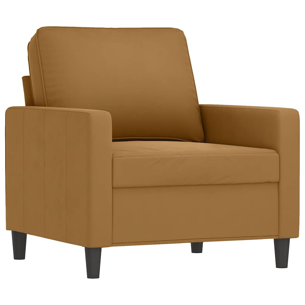 4 Pcs conjunto de sofás com almofadas veludo castanho