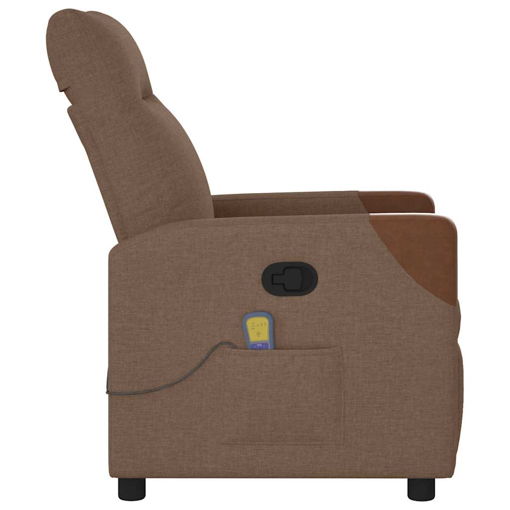 Poltrona de massagens reclinável tecido castanho
