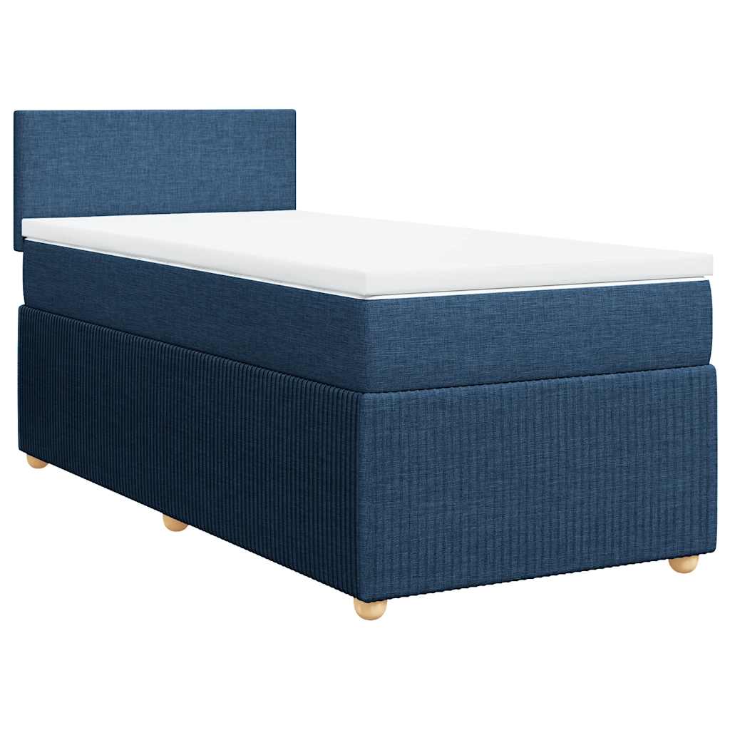 Cama com molas/colchão 80x200 cm tecido azul