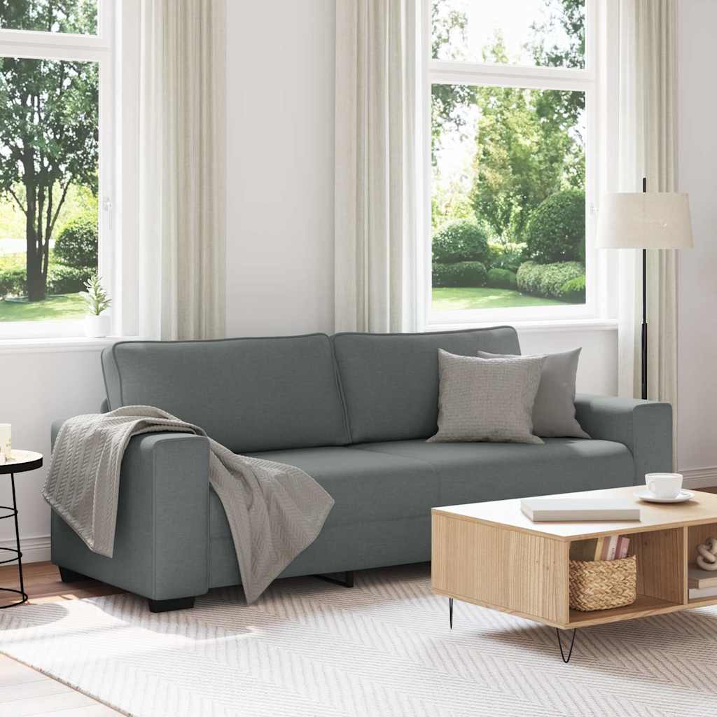 Sofá de 3 lugares 220x77x82 cm tecido cinza-escuro