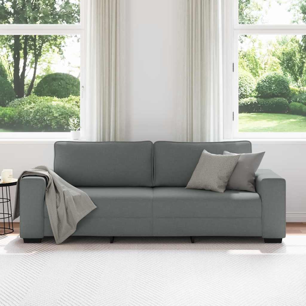 Sofá de 3 lugares 220x77x82 cm tecido cinza-escuro