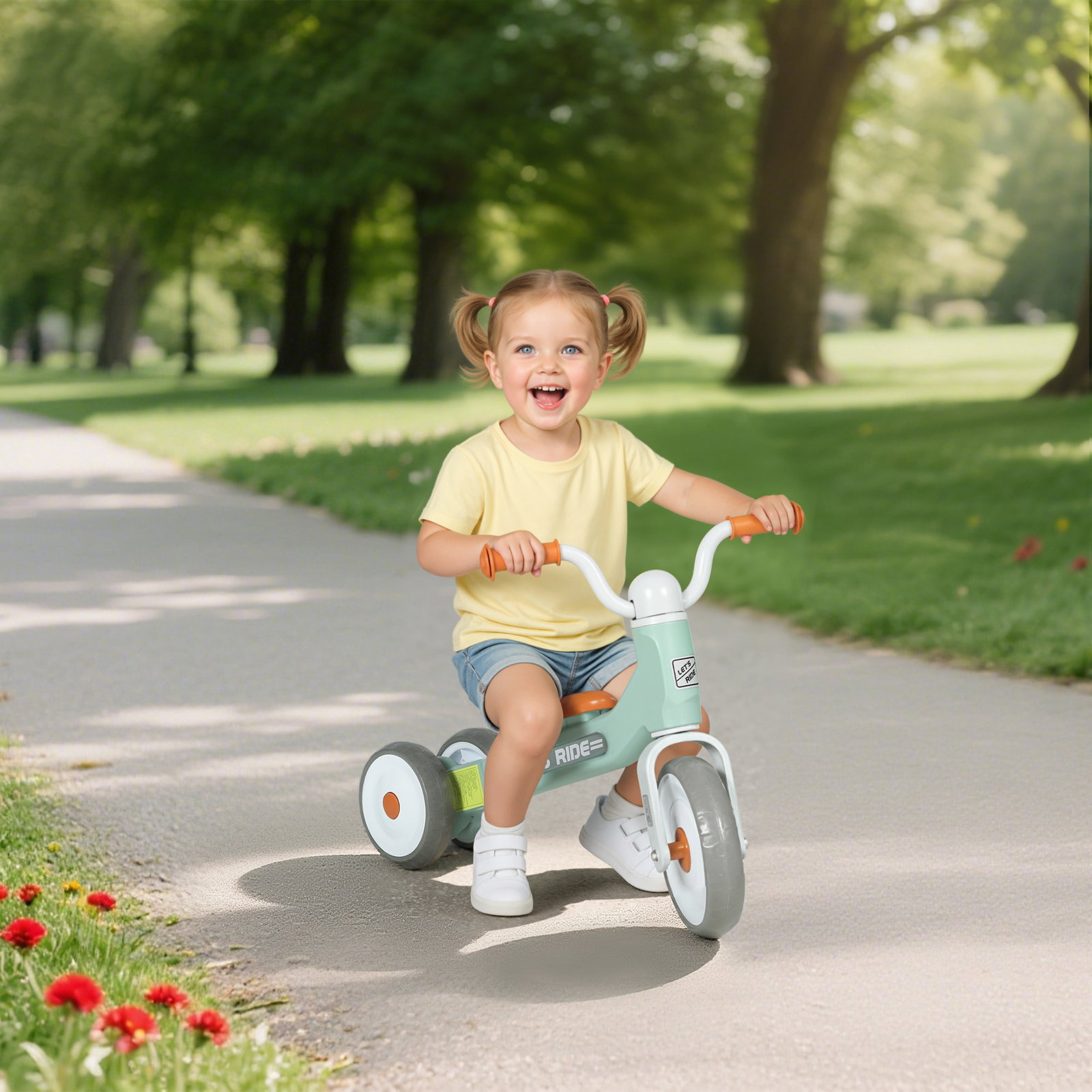 Bicicleta sem pedais para crianças dos 12 aos 36 meses bicicleta de equilíbrio com guiadores com rotação limitada a 60° 69x40x49 cm verde
