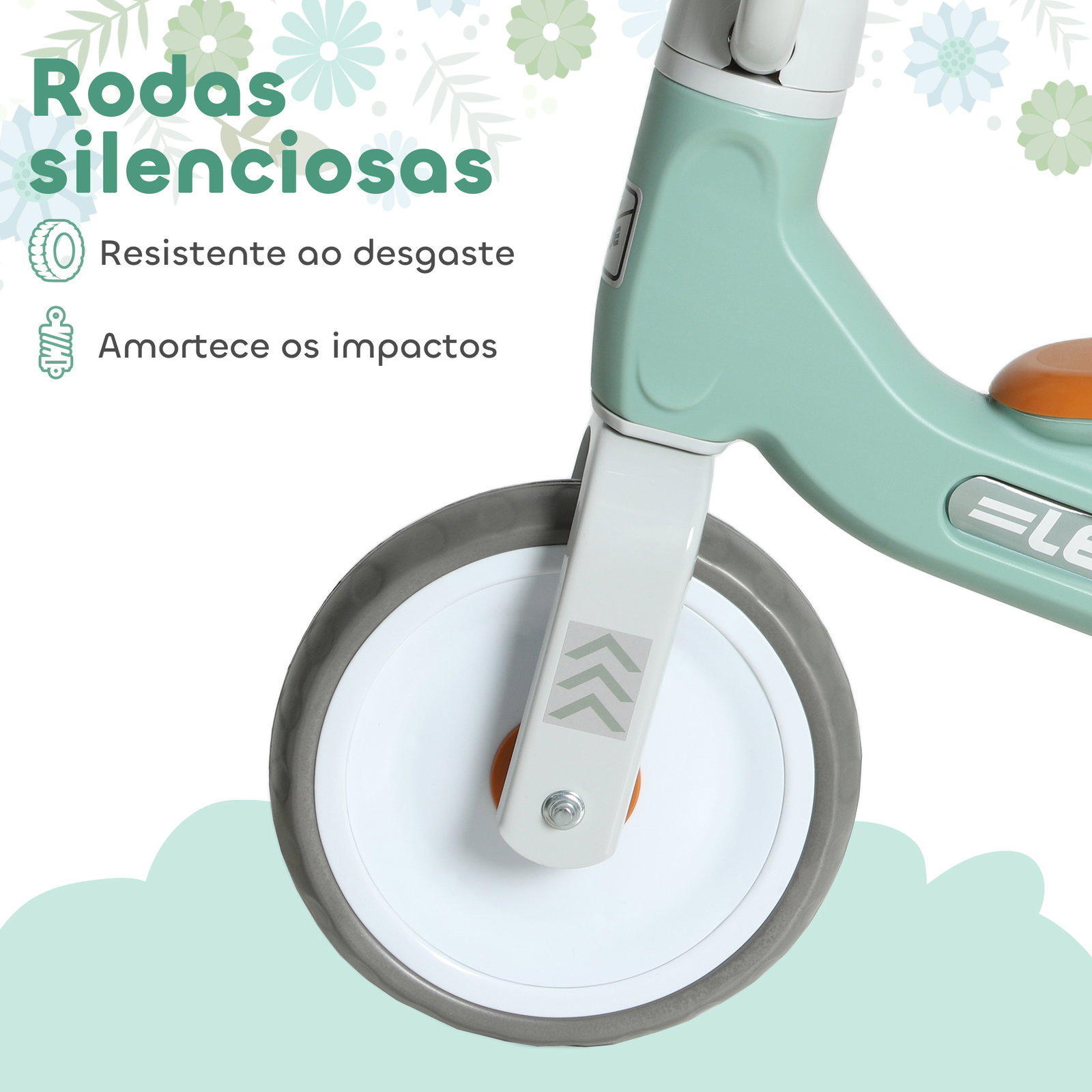 Bicicleta sem pedais para crianças dos 12 aos 36 meses bicicleta de equilíbrio com guiadores com rotação limitada a 60° 69x40x49 cm verde