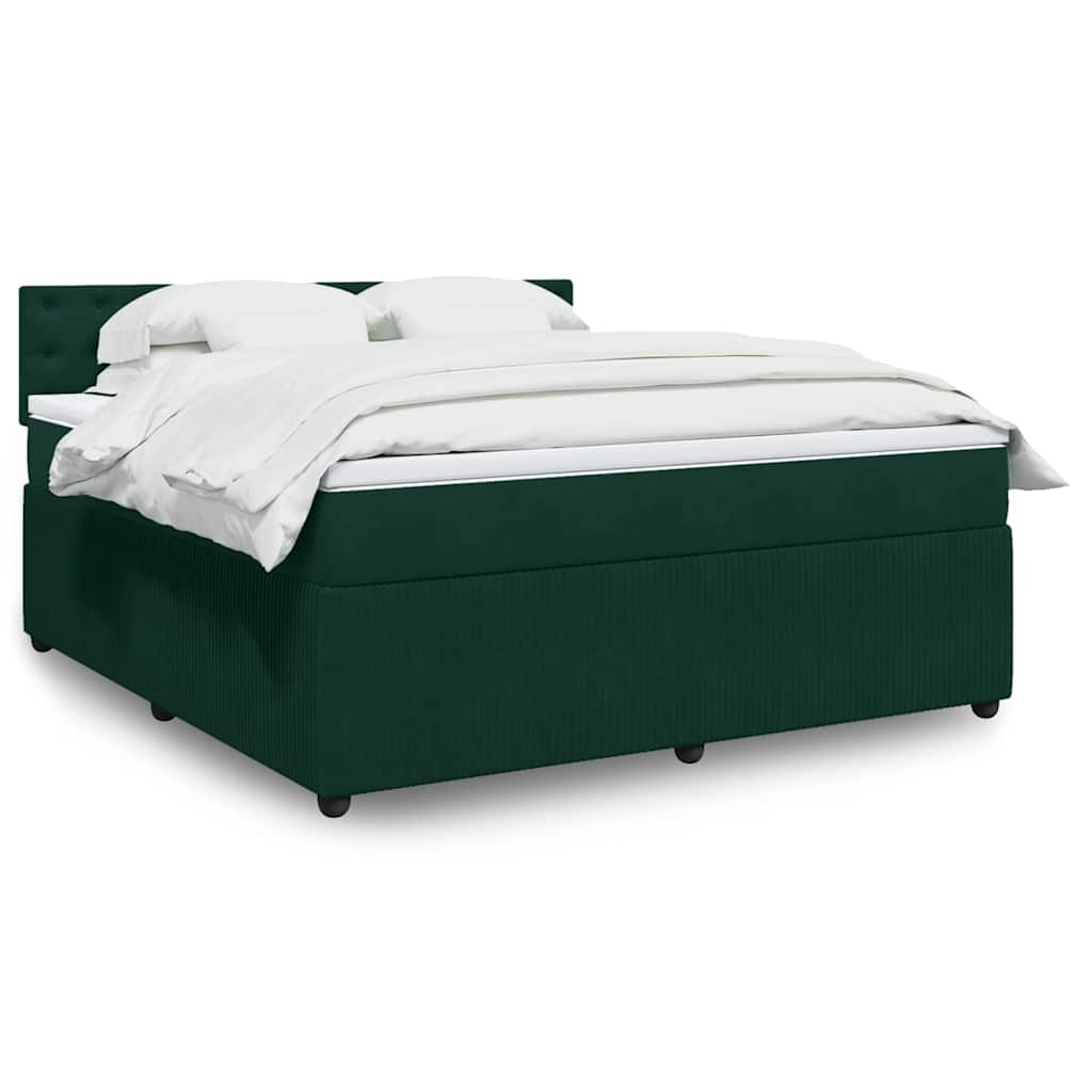 Cama com molas/colchão 180x200 cm veludo verde-escuro