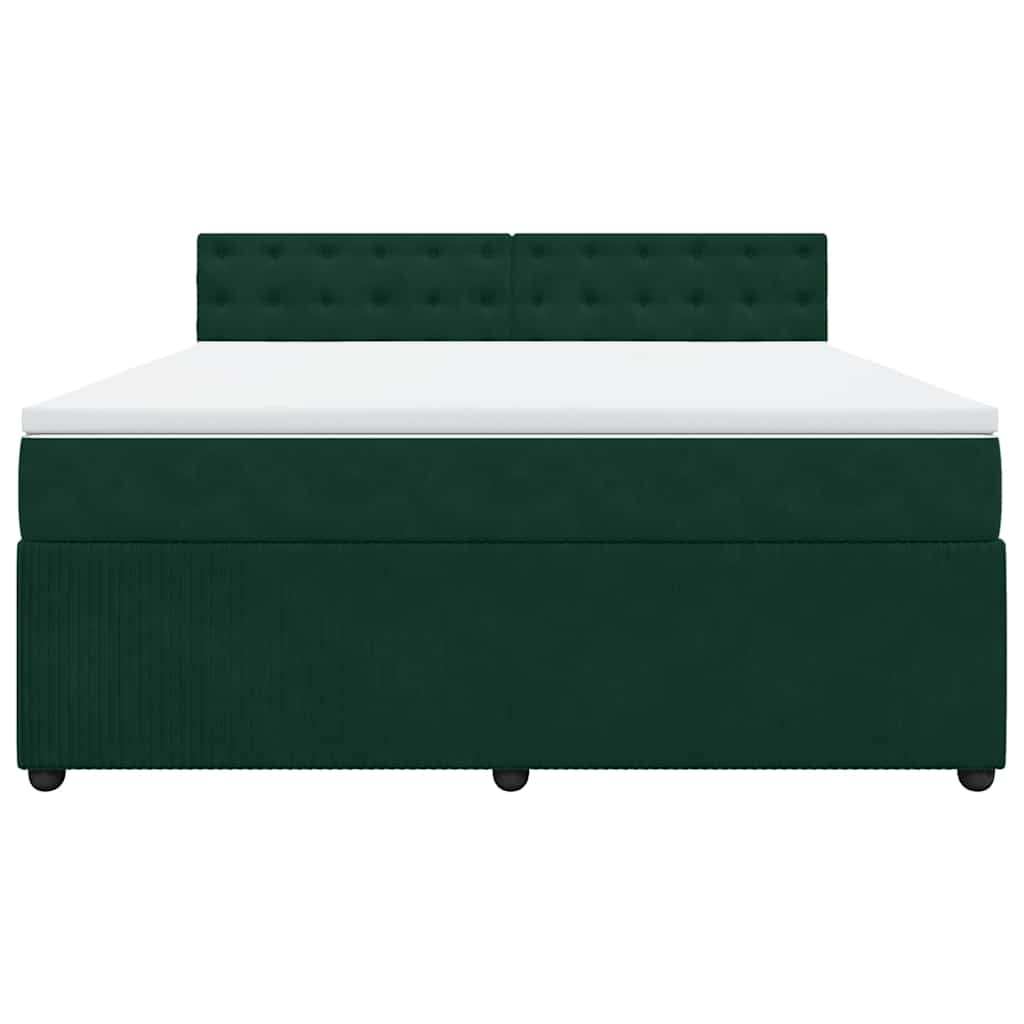 Cama com molas/colchão 180x200 cm veludo verde-escuro