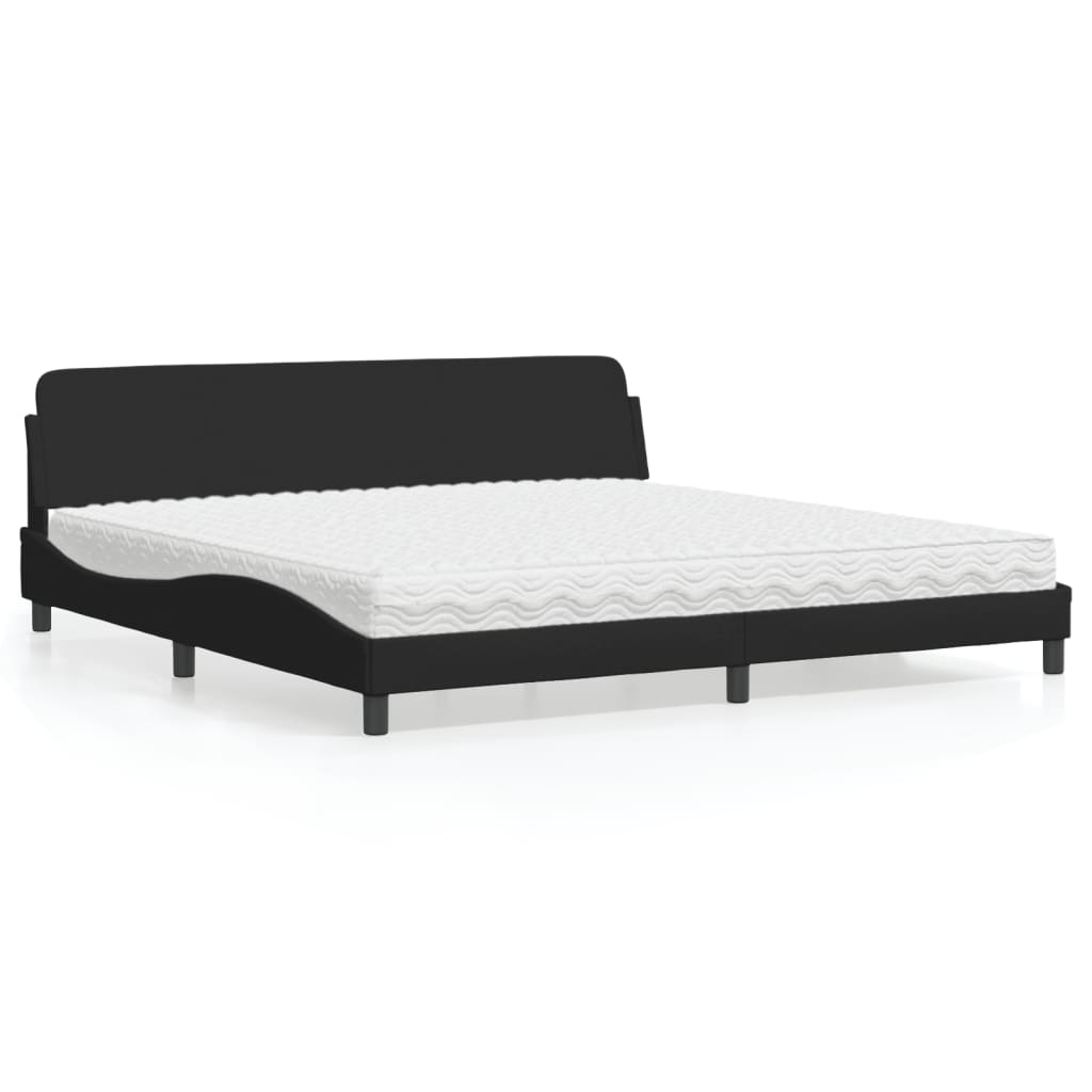 Cama com colchão dover 200x200 cm tecido preto