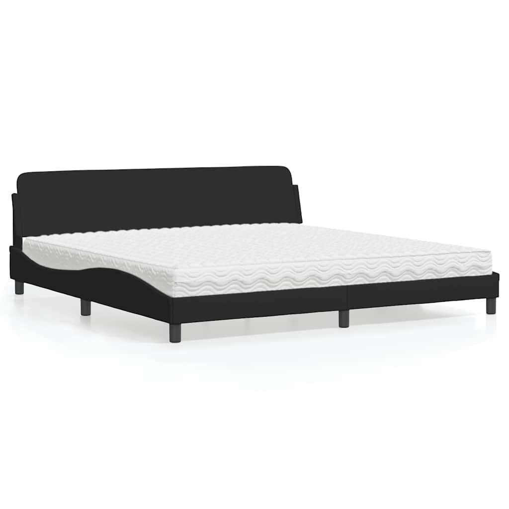 Cama com colchão dover 200x200 cm tecido preto