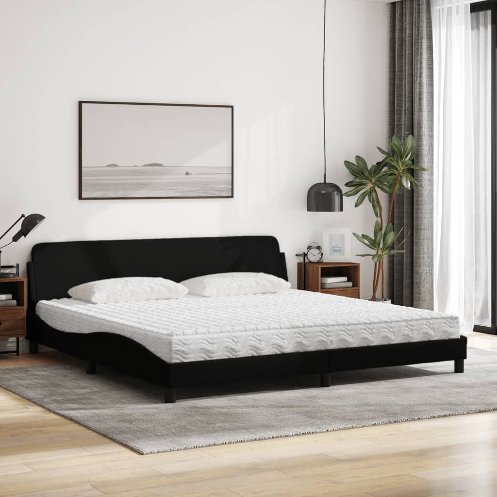 Cama com colchão dover 200x200 cm tecido preto