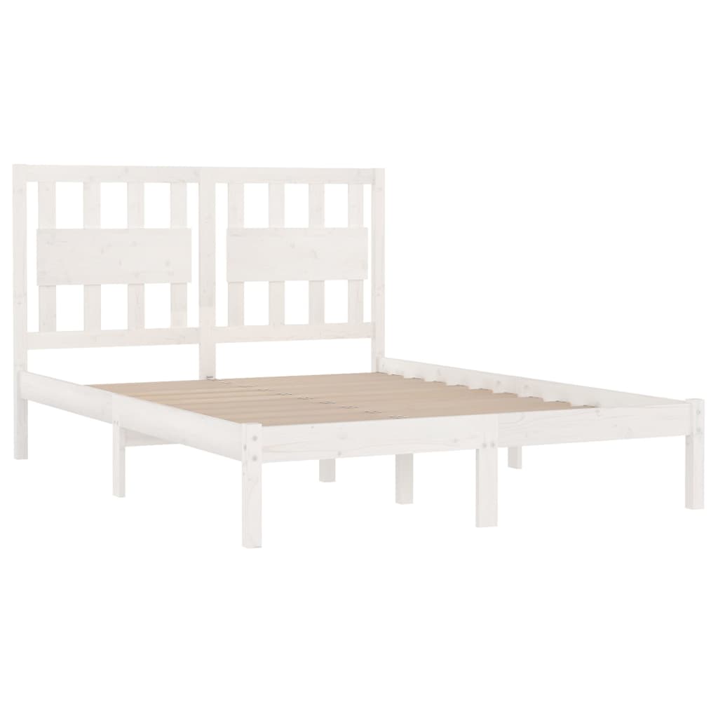 Estrutura de cama 200x200 cm pinho maciço branco