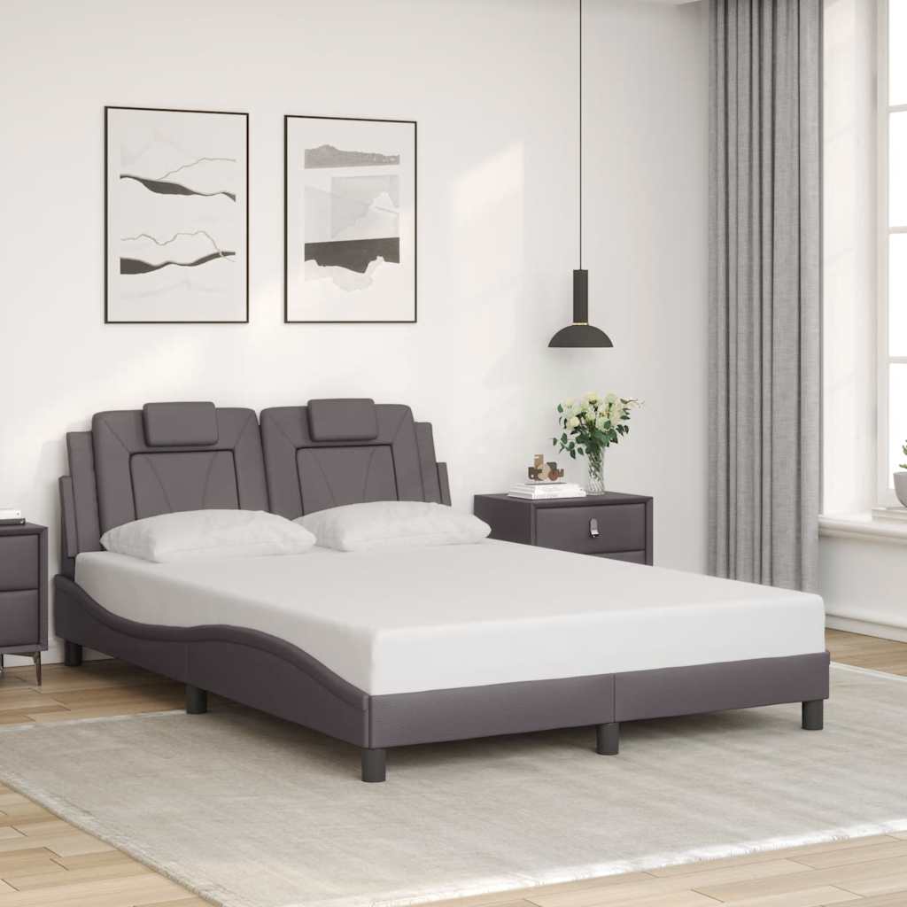 Estrutura de cama viana sem colchão 120x200cm couro artificial cinzento
